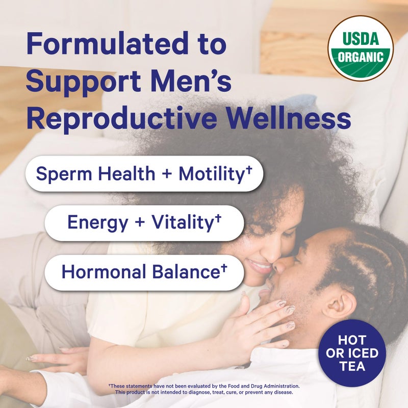 Pink Stork BlueStork Men's Fertility Tea: Organic Fertility Supplements for Men, Green Tea, Maca Root, and Ginkgo Biloba for Male Reproductive Health, Mint, 15 Sachets - Image 3